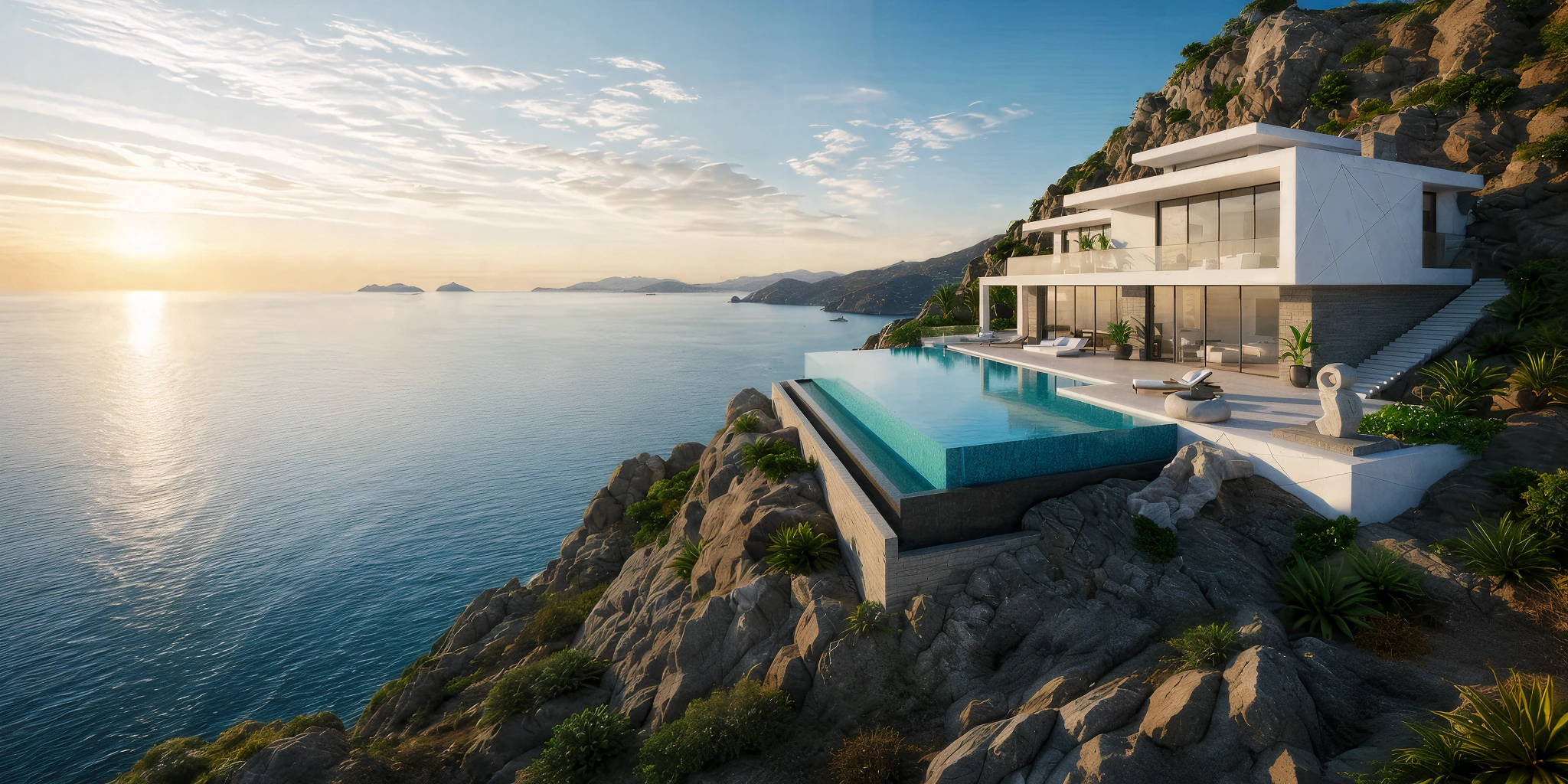 Residencia contemporánea con alberca y terraza